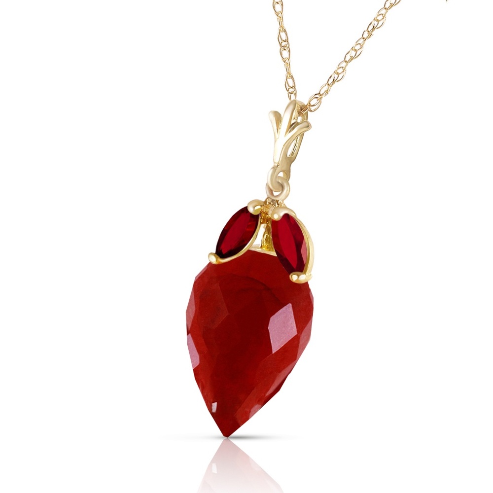NECKLACE WITH POINTY BRIOLETTE DROP RUBIES - Picture 2 of 6